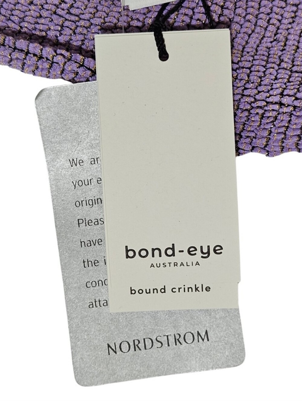 Bond-Eye Mara Swimsuit One-Piece One Size Lavender Lurex Gold Metallic NWT 💜 - Picture 5 of 6
